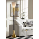 Modern Brass and Black Torchiere Floor Lamp