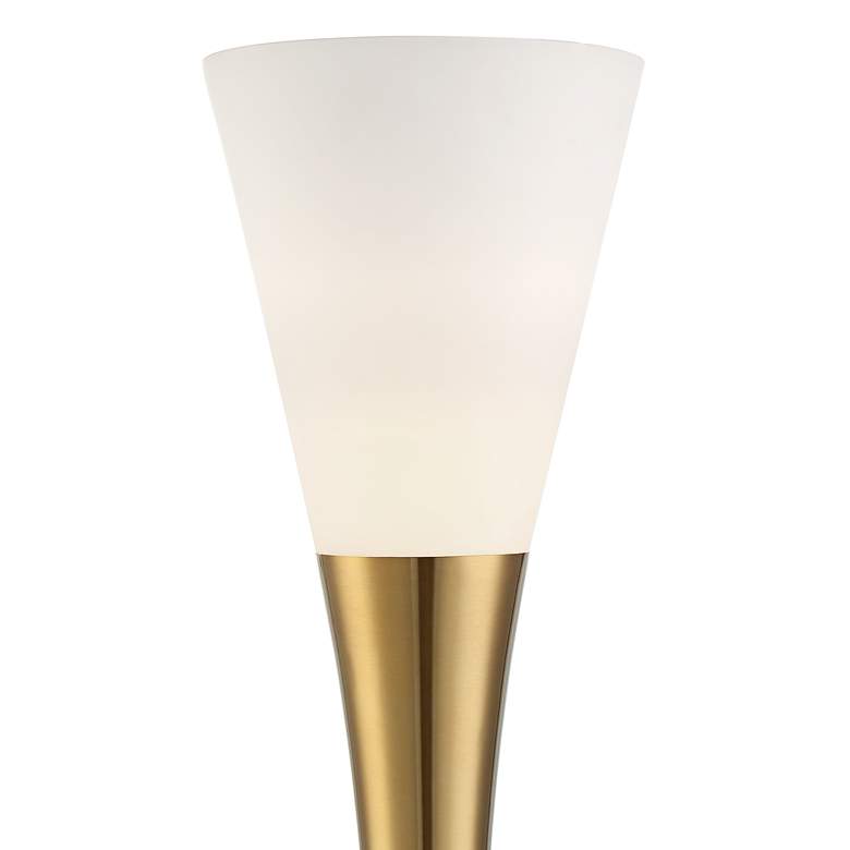 Modern Brass and Black Torchiere Floor Lamp