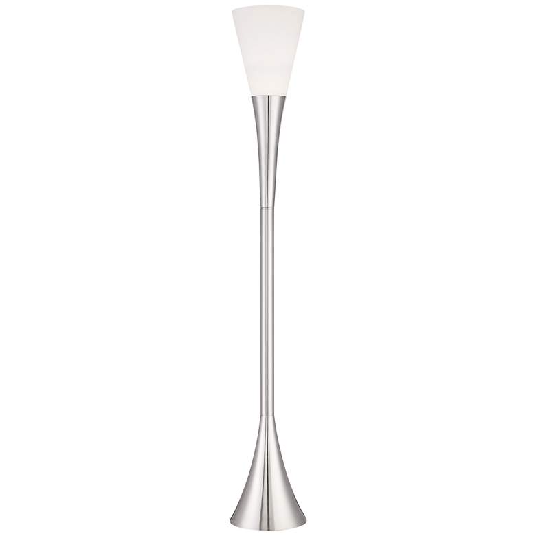 Modern Brushed Nickel Torchiere Floor Lamp