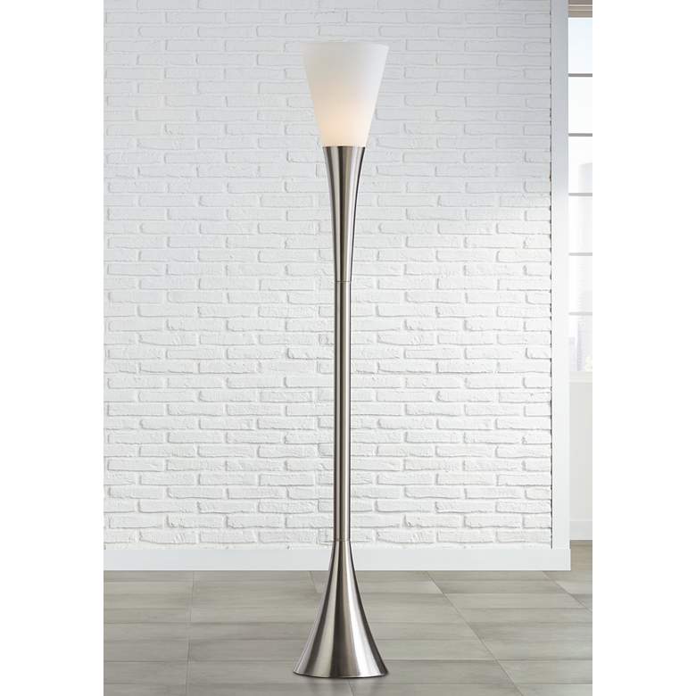 Modern Brushed Nickel Torchiere Floor Lamp